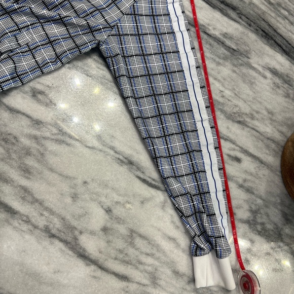 Jian Wang plaid full zip blue and white track jacket Men’s Large - Picture 14 of 16